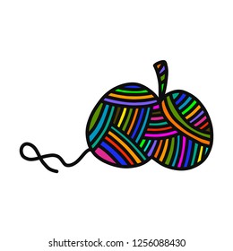 Knitted apple pumpkin yarn wool hand drawn illustration for prints posters t shirts background knitting courses and master classes