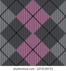Knitted Argyle Pattern Vector – Seamless Textile or Fabric Design