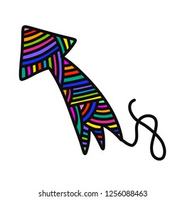 Knitted arrow comet yarn wool hand drawn illustration for prints posters t shirts background knitting courses and master classes