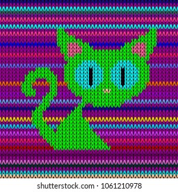 knitted background with cat 