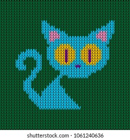 knitted background with cat 