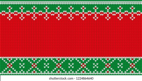 Knitted background. Celebration of Merry Christmas and New Year. For Holiday Greeting cards, banners, tags and labels.