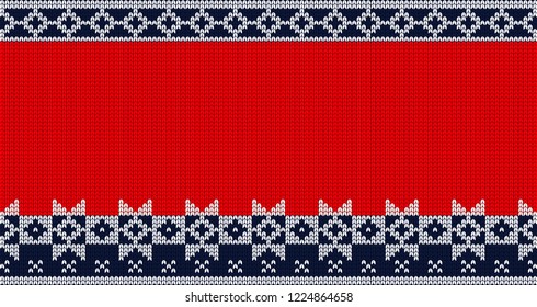 Knitted background. Celebration of Merry Christmas and New Year. For Holiday Greeting cards, banners, tags and labels.