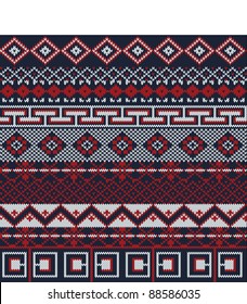 Knitted background in Fair Isle style in three colors
