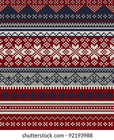 Knitted background in Fair Isle style in three colors