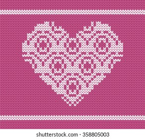 Knitted background flower heart