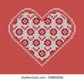 Knitted background flower heart