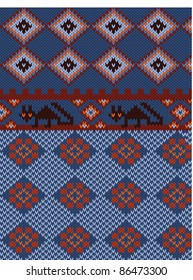 Knitted background with folk ornament