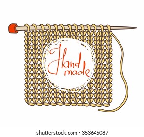 knitted background and needles for knitting. Vector illustration