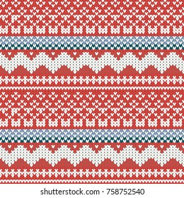 Knitted background with ornament. Vector illustration