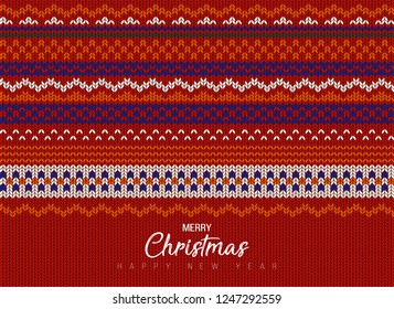 Knitted background pattern with ornaments. Vector wallpaper