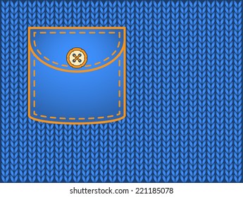 Knitted background and pocket with space for your text 