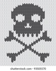 Knitted background with skull