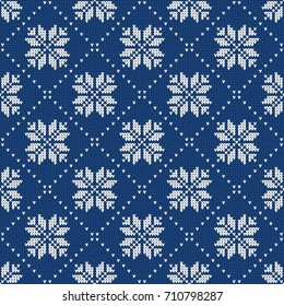  Knitted background - Winter Holiday, Christmas, New year 2018. Seamless Knitting Pattern. Norwegian sweater ornaments.