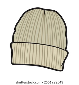 Projeto de vetor de gorro de malha desenho plano técnico.