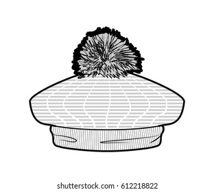 Knitted beret with pompom
	
