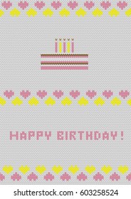 Knitted birthday postcard