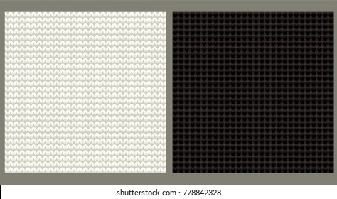 Knitted black and white backgrounds, vector illustration