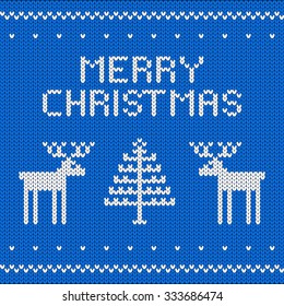 knitted blue Christmas background