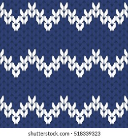 Knitted blue and white background pattern triangle isolated vector 