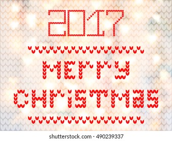 knitted blurred vector background Merry Christmas 2017