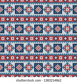 knitted bright seamless pattern with rhombus and squares