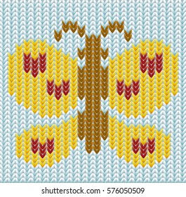 Knitted butterfly, vector illustration