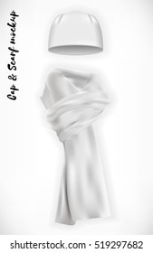 Knitted Cap And Scarf, Vector Mockup Set