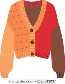 Knitted cardigan color icon. Handmade wool clothes