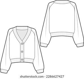 Knitted cardigan fashion vector sketch, Apparel template