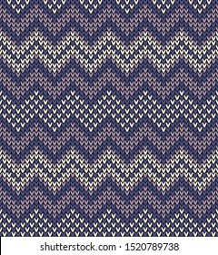 Knitted chevron zigzag pattern seamless texture in soft purple, pink, and beige for winter scarf, top, hat, mittens, skirt, or other modern holiday textile design.