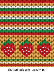 knitted child seamless pattern strawberries