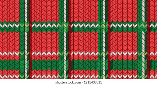 Knitted Christmas background, vector illustration