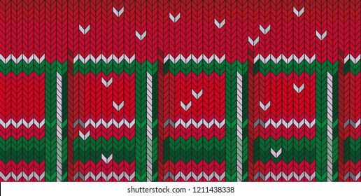 Knitted Christmas background, vector illustration