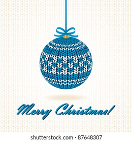 Knitted Christmas Ball. Vector illustration.