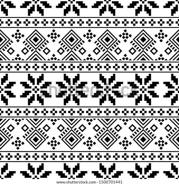 Knitted Christmas Ethnic Pattern On White Stock Vector
