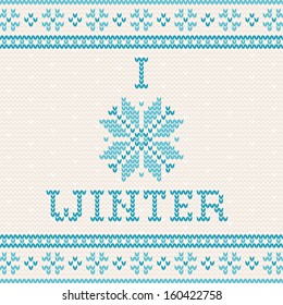 Knitted Christmas greeting card - I love winter