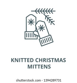Knitted christmas mittens vector line icon, linear concept, outline sign, symbol