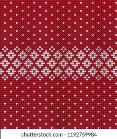 Knitted Christmas and New Year pattern Scandinavian style, illustration