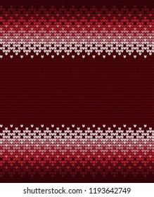 Knitted Christmas and New Year pattern Scandinavian style, illustration