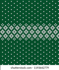Knitted Christmas and New Year pattern Scandinavian style, illustration