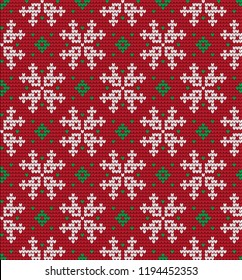 Knitted Christmas and New Year pattern Scandinavian style, illustration