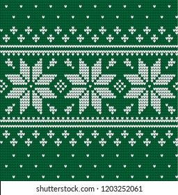 Knitted Christmas and New Year pattern Scandinavian style, illustration