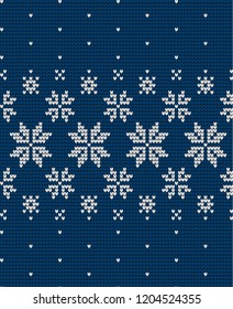 Knitted Christmas and New Year pattern Scandinavian style, illustration