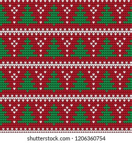 Knitted Christmas and New Year pattern Norwegian style , illustration