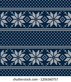 Knitted Christmas and New Year pattern Norwegian style , illustration