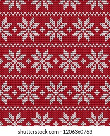 Knitted Christmas and New Year pattern Norwegian style , illustration