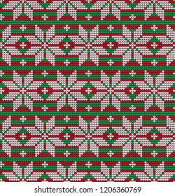 Knitted Christmas and New Year pattern Norwegian style , illustration