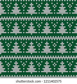 Knitted Christmas and New Year pattern Norwegian style , illustration