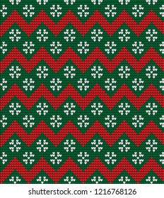 Knitted Christmas and New Year pattern Norwegian style , illustration